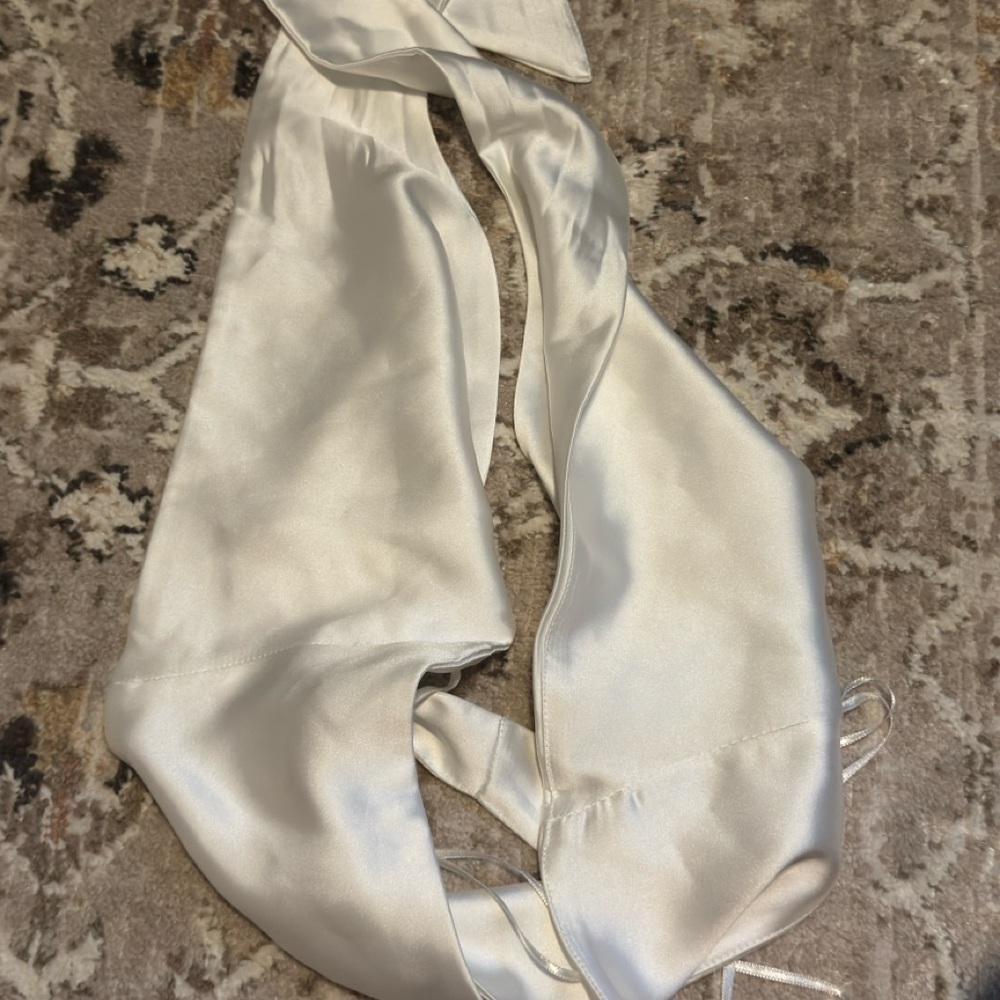 white silk halter knot top